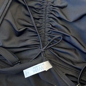 Cacique Bikini Swim Top Women's Plus Size 22 Lightly‎ Lined No Wire Black Ruched